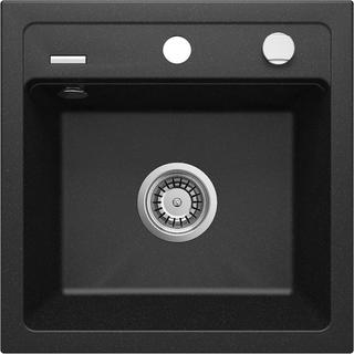 ZLEW. ZORBA GRAFIT METALIK GRANIT 1K B/O 440X440X184 3,5" + OSPRZĘT SPACE-SAVER ZQZ_G103