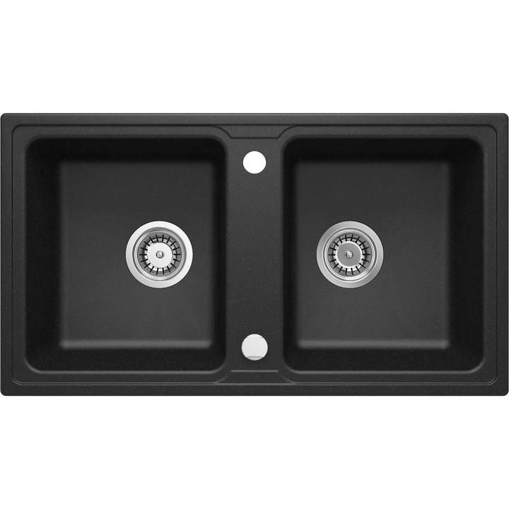 ZLEW. ZORBA GRAFIT METALIK GRANIT 2K B/O 780X435X180, 3,5" + OSPRZĘT SPACE-SAVER ZQZ_G203