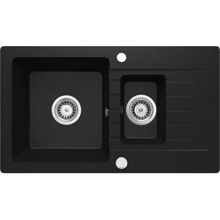 ZLEW. ZORBA NERO GRANIT 1,5K Z/O 760X440X164, 3,5" + OSPRZĘT SPACE-SAVER ZQZ_N513