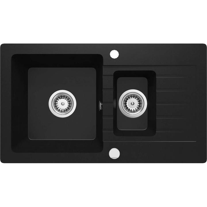 ZLEW. ZORBA NERO GRANIT 1,5K Z/O 760X440X164, 3,5" + OSPRZĘT SPACE-SAVER ZQZ_N513