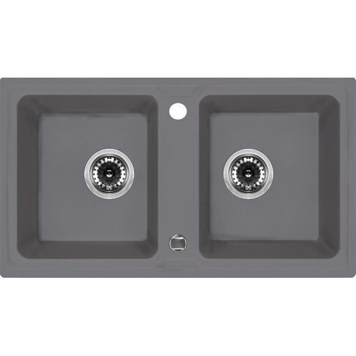 ZLEW. ZORBA SZARY METALIK GRANIT 2K B/O 780X435X180, 3,5" + OSP B7ZQZ_S203