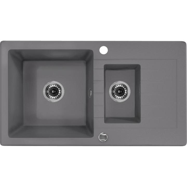 ZLEW. ZORBA SZARY METALIK GRANIT 1,5K Z/O 760X440X150, 3,5" + OSP B7ZQZ_S513