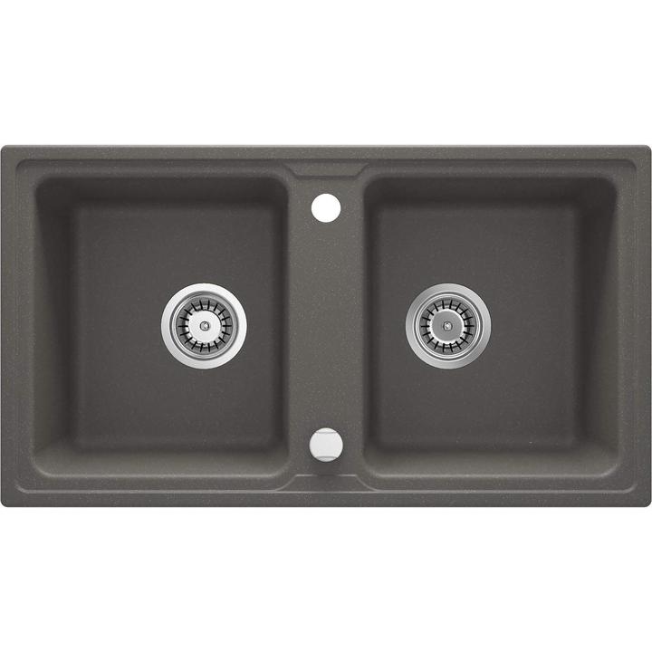 ZLEW. ZORBA ANTRACYT METALIK GRANIT 2K B/O 780X435X180, 3,5" + OSPRZĘT SPACE-SAVER ZQZ_T203