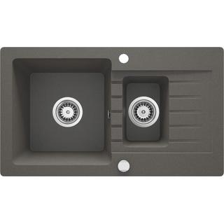 ZLEW. ZORBA ANTRACYT METALIK GRANIT 1,5K Z/O 760X440X164, 3,5" + OSPRZĘT SPACE-SAVER  ZQZ_T513