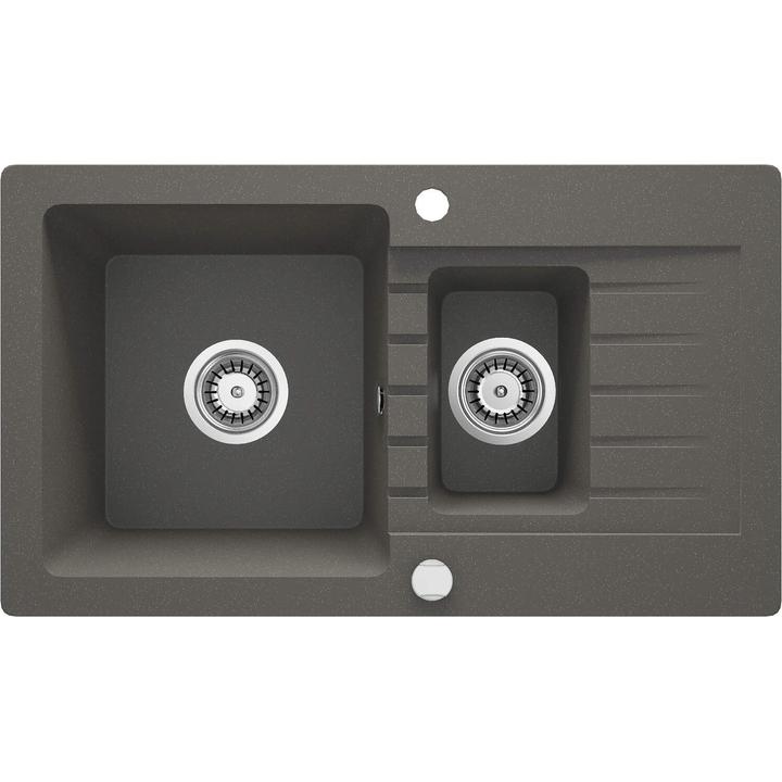 ZLEW. ZORBA ANTRACYT METALIK GRANIT 1,5K Z/O 760X440X164, 3,5" + OSPRZĘT SPACE-SAVER  ZQZ_T513