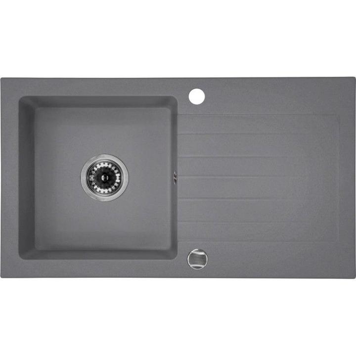 ZLEW. ZORBA SZARY METALIK GRANIT 1K Z/O 760X440X150, 3,5" + OSP PLUS BATERIA MILIN SZARA "U"  B7ZQZBS113