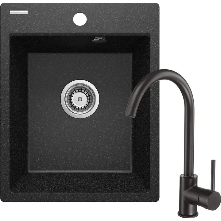 ZLEW. GRAN ZRC_2103 GRAFIT + BAT. BEU_B62E CZARNA+OSP SPA SAV ZRCB2103