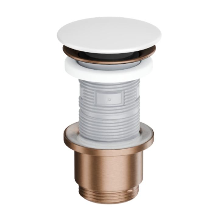 DESIGN KOREK KLIK-KLAK UMYWALKOWY, KORPUS MIEDZIANY SZCZOTKOWANY, POKRYWA CERAMICZNA ŚNIEŻNOBIAŁY ARIN.1485.K.02.WHCB