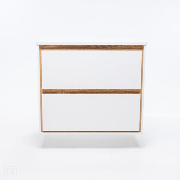 Szafka łazienkowa LOCK 60 cm biała/drewno – nowoczesność i naturalny styl