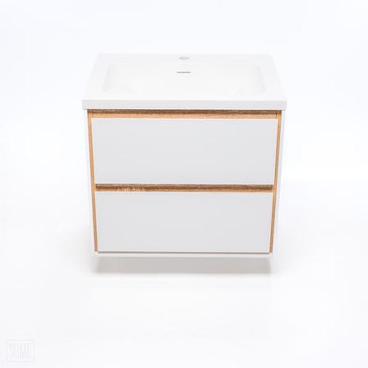 Szafka łazienkowa LOCK 60 cm biała/drewno – nowoczesność i naturalny styl