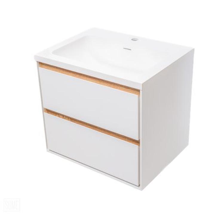 Szafka łazienkowa LOCK 60 cm biała/drewno – nowoczesność i naturalny styl
