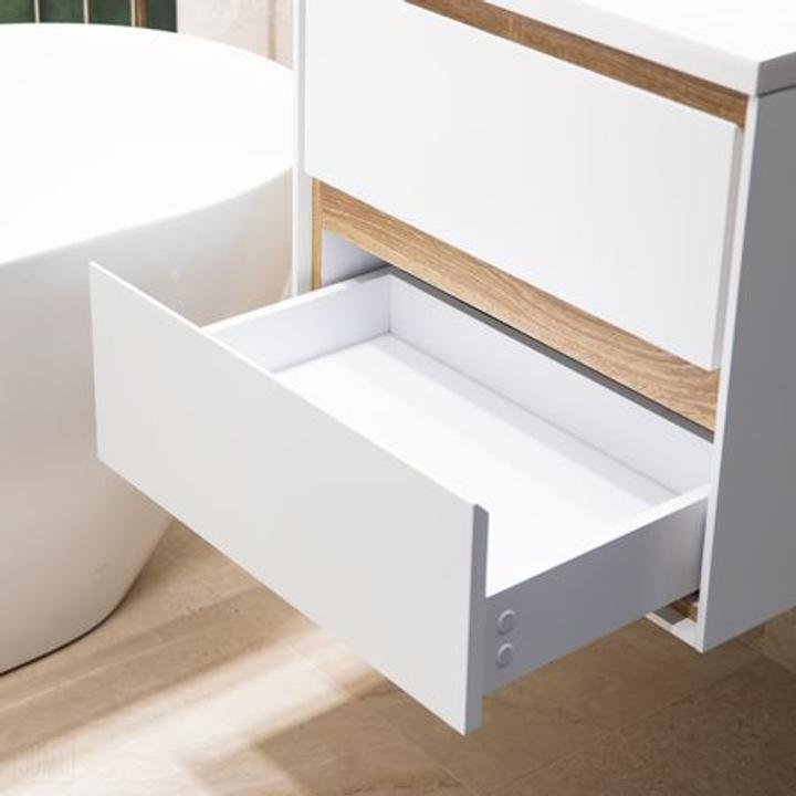 Szafka łazienkowa LOCK 60 cm biała/drewno – nowoczesność i naturalny styl