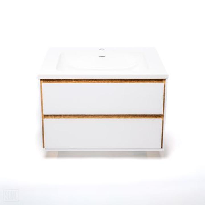 Szafka łazienkowa LOCK 80 cm biała/drewno – przestronność i elegancja