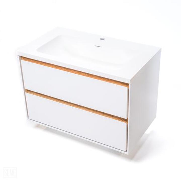 Szafka łazienkowa LOCK 80 cm biała/drewno – przestronność i elegancja