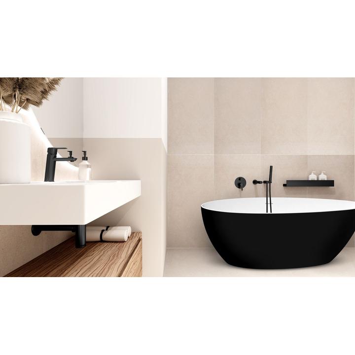 Wanna wolnostojąca DROP CZARNA 1600 x 820 x 580 mm – Wyrafinowany Kontrast