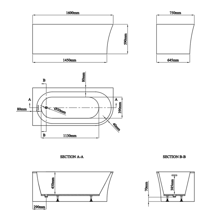 SOME EMMA WANNA NAROŻNA LEWA 1600X750X590 AKRYLOWADM979-1600LH BIAŁY POŁYSK+KOREK KLIK KLAK BIAŁY POŁYSK DR01WH*