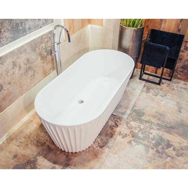 SOME MUFFIN WANNA WOLNOSTOJĄCA 1590X740X565 AKRYLOWA DM608-1600T BIAŁY POŁYSK + KOREK KLIK KLAK CHROM D01CHR*