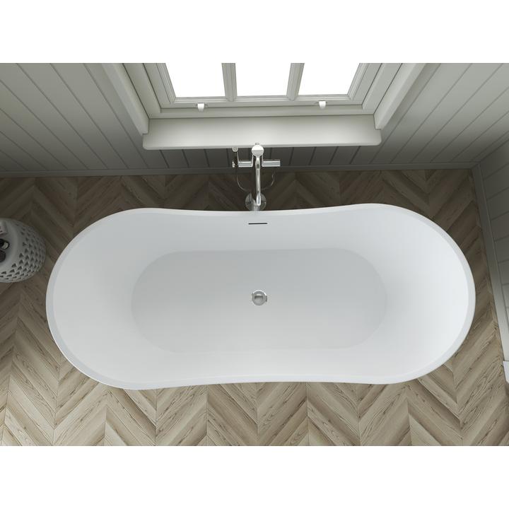 SOME SMILE WANNA WOLNOSTOJĄCA 1600X780X740 AKRYLOWA DM972-1600T BIAŁY POŁYSK + KOREK KLIK KLAK CHROM D01CHR*