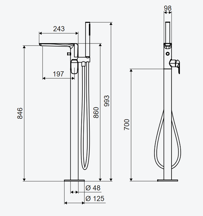  CLEVER 2.1 BATERIA WANNOWA WOLNOSTOJĄCA ZŁOTY SZCZOTKOWANY  AREX.4155GB