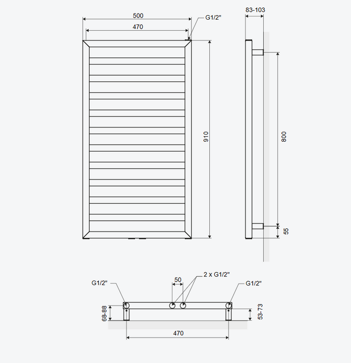 BREGO GRZEJNIK ŁAZIENKOWY 91X50CM, BIAŁY MAT GREX.BR91.WH