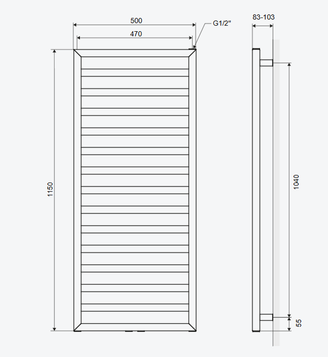 BREGO GRZEJNIK ŁAZIENKOWY 115X50 CM CAPPUCCINO GREX.BR115.CA