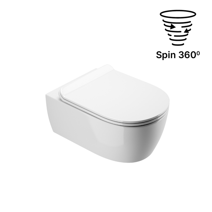 DOTO D 54 SPIN 360 MISKA WC 54CM WISZĄCA, BEZRANTOWA Z DESKĄ WOLNOOPADAJĄCĄ, BIAŁY POŁYSK CEEX.1403.545.WH
