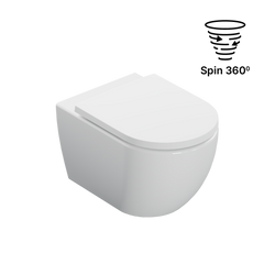 STELLAR MISKA WC 53,5 CM WISZĄCA BEZRANTOWA, Z DESKĄ WOLNOOPADAJĄCĄ, SYSTEM SPŁUKIWANIA SPIN 360, BIAŁY POŁYSK CENL.6603.535.WH