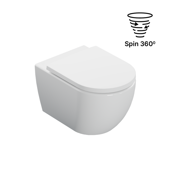 STELLAR MISKA WC 53,5 CM WISZĄCA BEZRANTOWA, Z DESKĄ WOLNOOPADAJĄCĄ, SYSTEM SPŁUKIWANIA SPIN 360, BIAŁY POŁYSK CENL.6603.535.WH