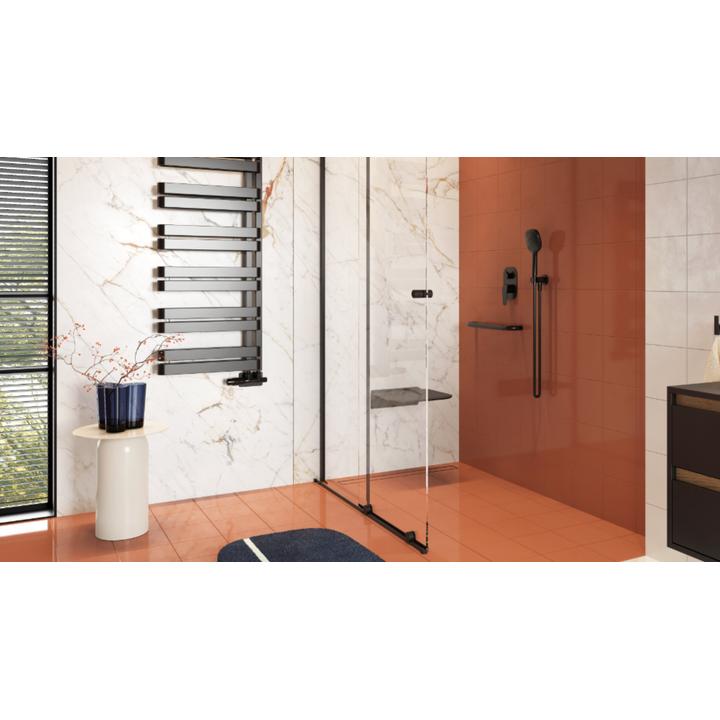 STILIO ODPŁYW LINIOWY 70 CM Z KOŁNIERZEM RUSZT DO WYPEŁNIENIA PŁYTKĄ, CZARNY MAT INEX.1515.700.P.BL