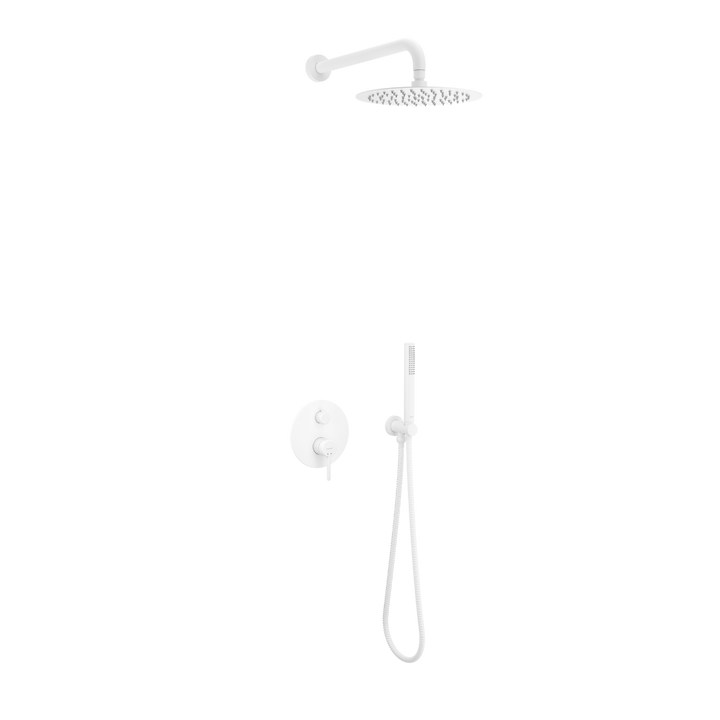 PI ZESTAW PRYSZNICOWO-WANNOWY PODTYNKOWY 3 FUNKCYJNY Z DESZCZOWNICĄ 25 CM, BIAŁY MAT  AREX.SET.1247WH
