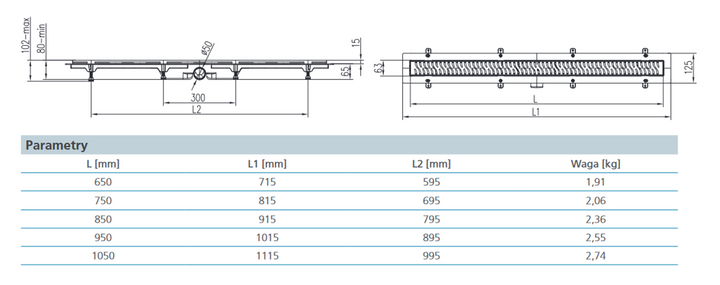 JOMOTECH PAKIET EXCLUSIVE 50 / ODPŁYW LINIOWY 1050 MM / MASKOWNICA 2-STRONNA FLIS / MATA 175-30105500-00