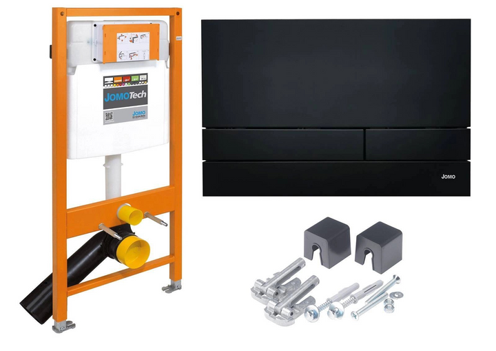 JOMOTECH STELAŻ WC H=1120 + WSPORNIK + PRZYCISK EXCLUSIVE 2.0 CZARNY MAT 103-000000015