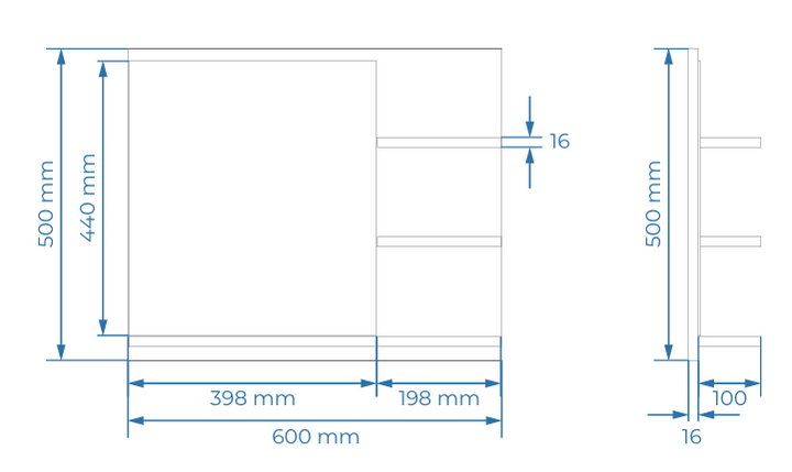 LUSTRO EASY 3P 50X600X16MM BIAŁE DSM