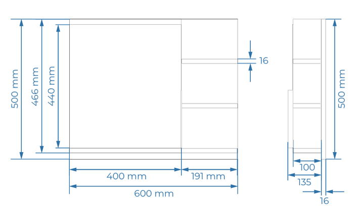 SZAFKA LUSTRZANA EASY 3P 50X600X16MM PÓŁKI-DREWNO DSM