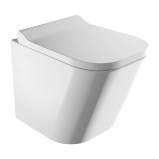 FONTANA MISKA TOALETOWA WISZĄCA BEZKOŁNIERZOWA Z DESKĄ, 48,5X34,5CM, BIAŁY POŁYSK   FONTANAMWBP