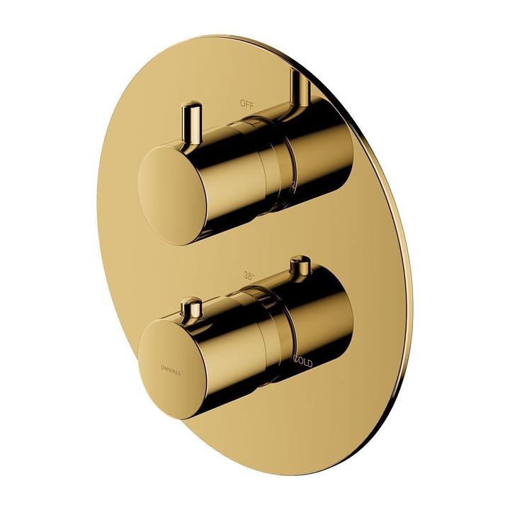 TERMOSTATYCZNA BATERIA PRYSZNICOWO-WANNOWA 2-WYJŚCIA PODTYNKOWA ELEMENT NATYNKOWY ZŁOTY Y1236ROGL