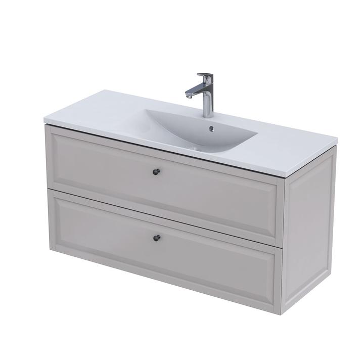 MONTEBIANCO - SZAFKA PODUMYWALKOWA 120CM, DWIE SZUFLADY, KOLOR: PIASKOWY MAT,   OR47-SD2S-120-10