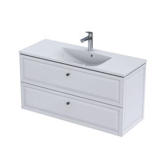 MONTEBIANCO - SZAFKA PODUMYWALKOWA 120CM, DWIE SZUFLADY, KOLOR: BIAŁY MAT,   OR47-SD2S-120-2