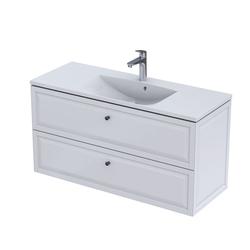 MONTEBIANCO - SZAFKA PODUMYWALKOWA 120CM, DWIE SZUFLADY, KOLOR: BIAŁY MAT,   OR47-SD2S-120-2