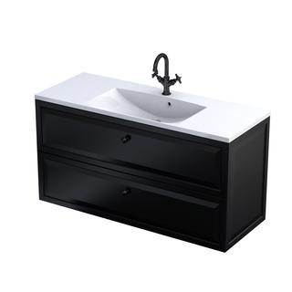 MONTEBIANCO - SZAFKA PODUMYWALKOWA 120 CM DWIE SZUFLADY KOLOR CZARNY MAT OR47-SD2S-120-8