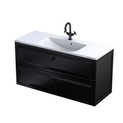 MONTEBIANCO - SZAFKA PODUMYWALKOWA 120 CM DWIE SZUFLADY KOLOR CZARNY MAT OR47-SD2S-120-8