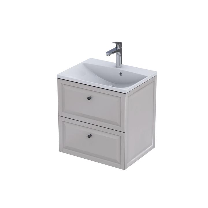 MONTEBIANCO - SZAFKA PODUMYWALKOWA 60CM, DWIE SZUFLADY, KOLOR: PIASKOWY MAT,   OR47-SD2S-60-10