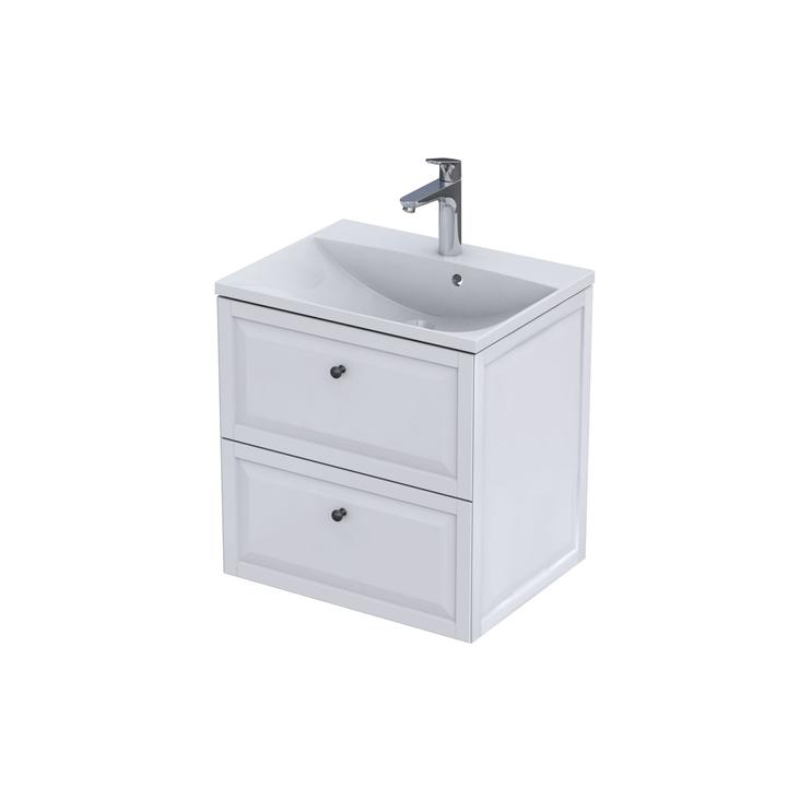 MONTEBIANCO - SZAFKA PODUMYWALKOWA 60CM, DWIE SZUFLADY, KOLOR: BIAŁY MAT,   OR47-SD2S-60-2