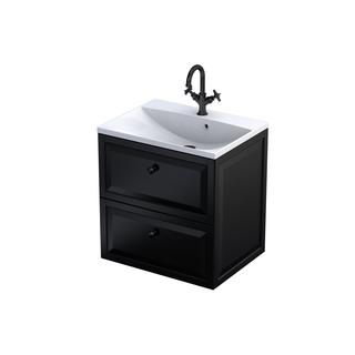 MONTEBIANCO - SZAFKA PODUMYWALKOWA 60CM, DWIE SZUFLADY, KOLOR: CZARNY MAT, OR47-SD2S-60-8