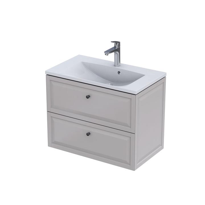 MONTEBIANCO - SZAFKA PODUMYWALKOWA 80CM, DWIE SZUFLADY, KOLOR: PIASKOWY MAT,   OR47-SD2S-80-10