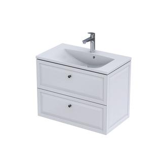 MONTEBIANCO - SZAFKA PODUMYWALKOWA 80CM, DWIE SZUFLADY, KOLOR: BIAŁY MAT,   OR47-SD2S-80-2