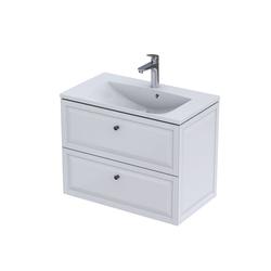 MONTEBIANCO - SZAFKA PODUMYWALKOWA 80CM, DWIE SZUFLADY, KOLOR: BIAŁY MAT,   OR47-SD2S-80-2