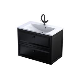 MONTEBIANCO - SZAFKA PODUMYWALKOWA 80CM, DWIE SZUFLADY, KOLOR: CZARNY MAT,   OR47-SD2S-80-8