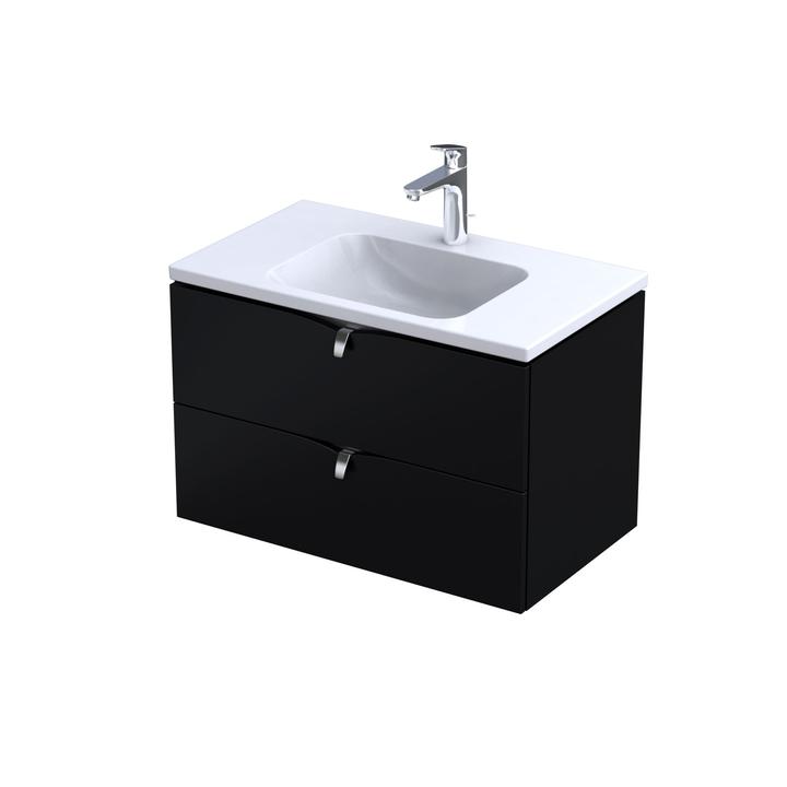 SIENA - SZAFKA PODUMYWALKOWA 80CM, DWIE SZUFLADY, KOLOR: CIEPŁY CZARNY MAT,   OR45-SD2S-80-8