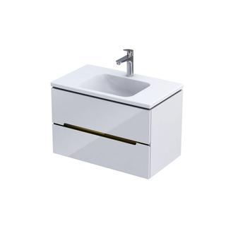 SZAFKA PODUMYWALKOWA SILVER 80CM, DWIE SZUFLADY, KOLOR BIAŁY POŁYSK, UCHWYT ZŁOTY OR33-SD2S-80-1-V5